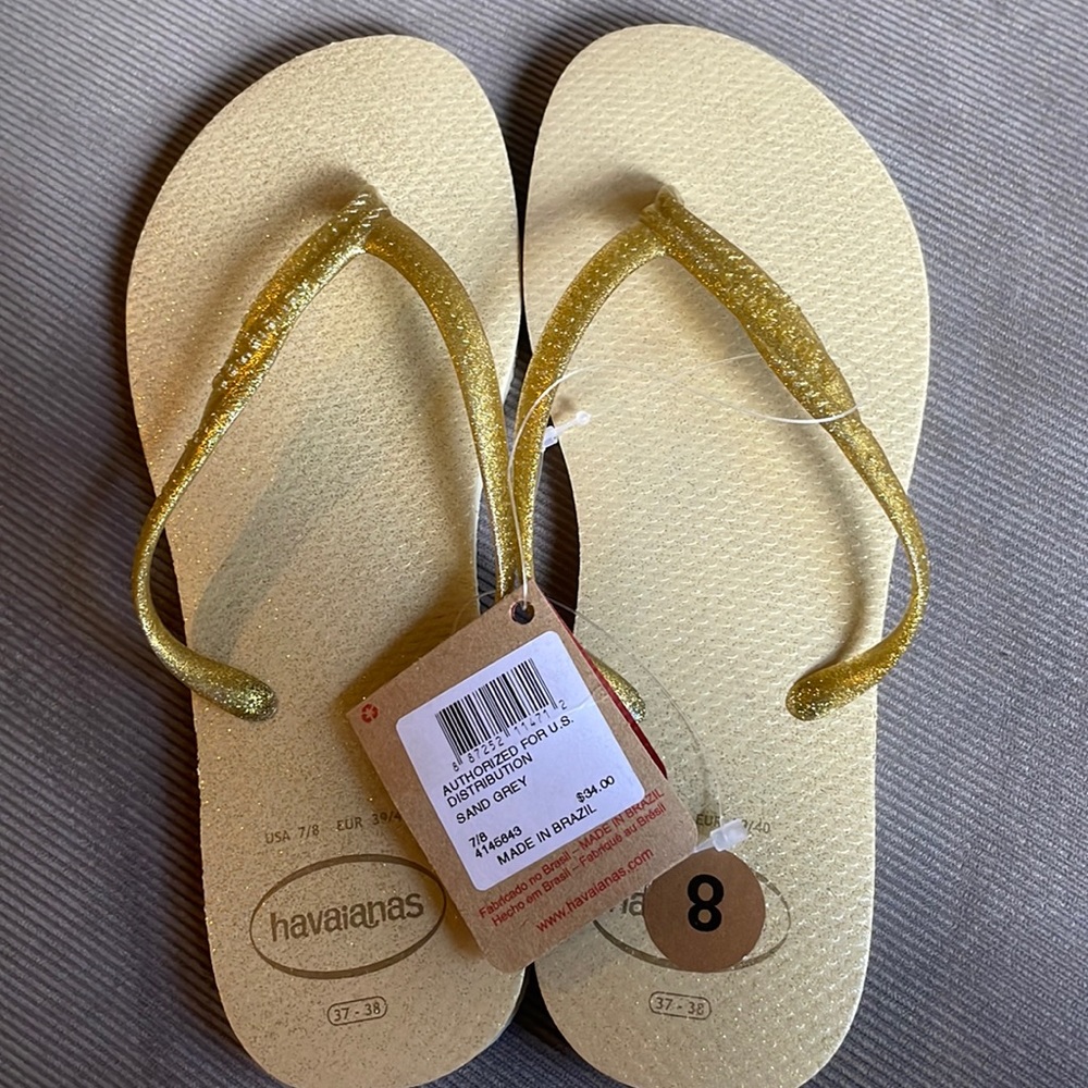 Gold flip flops